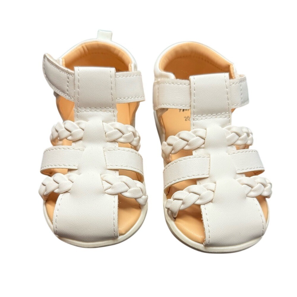 HM Kids Braided Fisherman Sandals White Hook Loop Summer Shoes Size 5.5 US